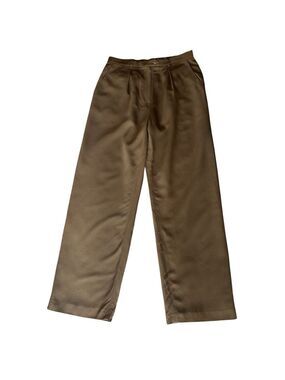 Talbots Collection Tan Pleated Stretch Wool Blend Straight Leg Dress Pants Sz 12